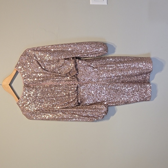 NWT Eliza J V Neck Sequin Blouson Dress sz 6 - Picture 7 of 13